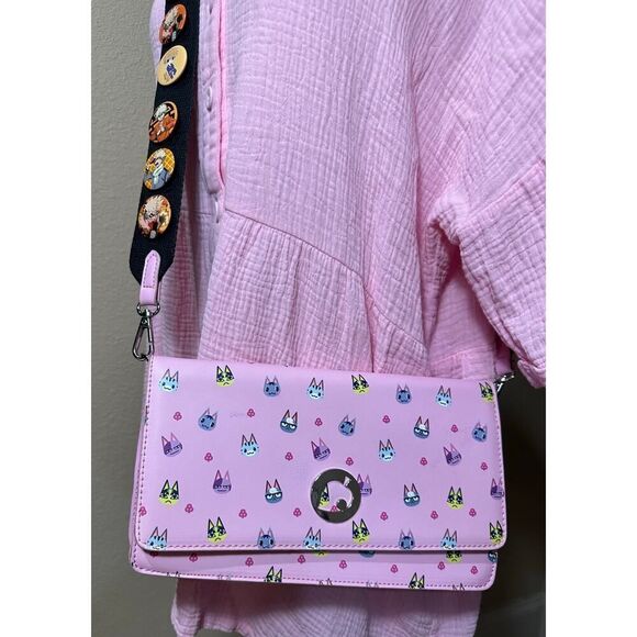 Crossbody Cat Meow Sling Bag Nintendo Switch Animal Crossing Case Purse w/Pins - Picture 12 of 14
